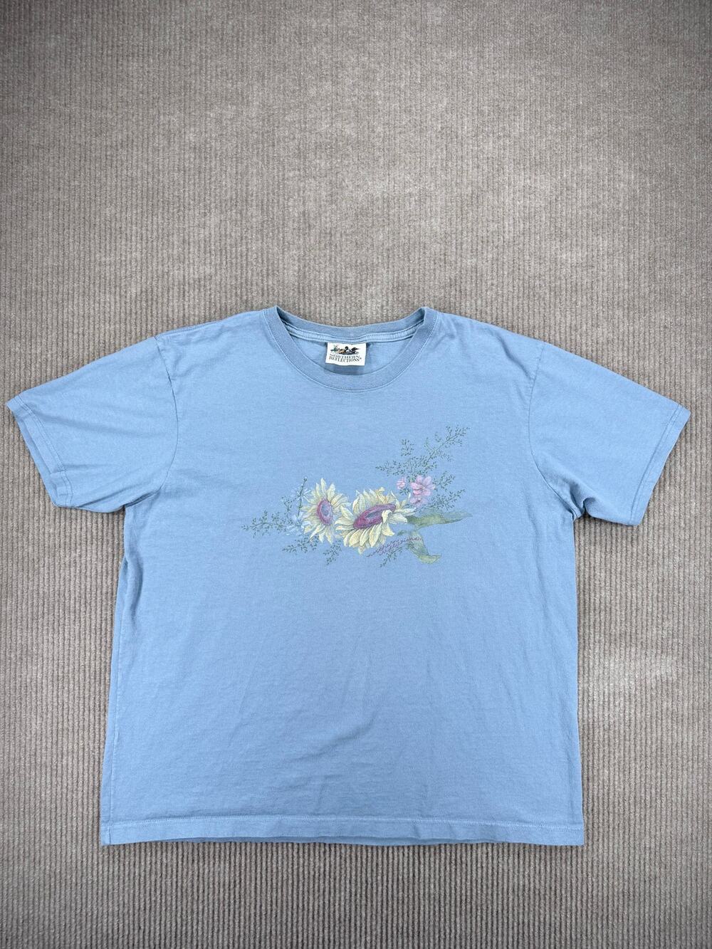 Northern Reflections Light Blue Sunflower Graphic Tee Large